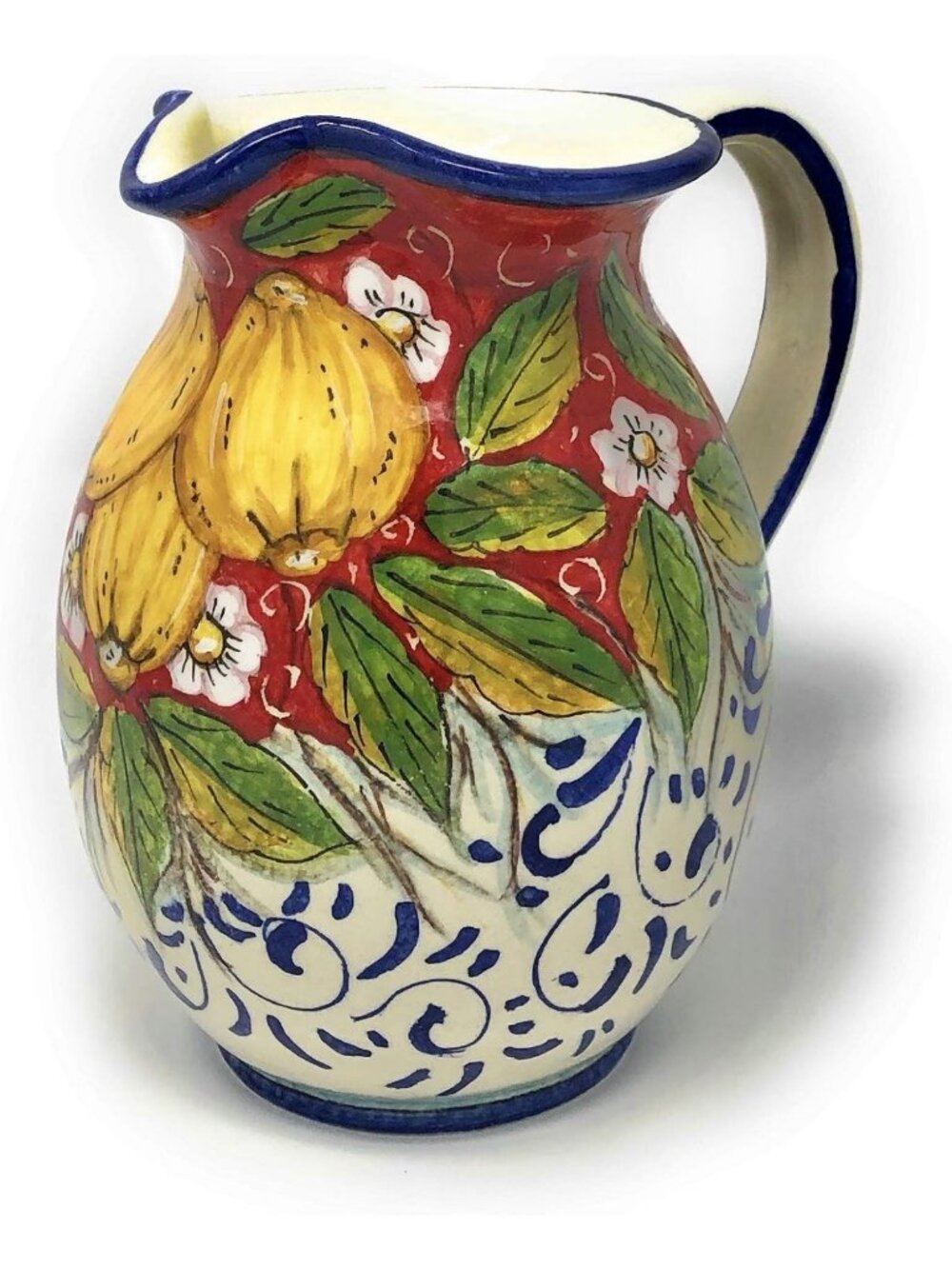 Hand-Painted Italian Ceramic Pitcher - Tuscan Decor, Lemon Design, 0.264L
